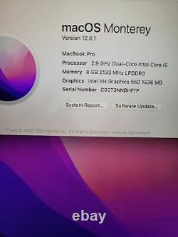 Apple MacBook Pro 13 a1706 (Intel Core i5 2.9Ghz, 8GB, 512GB) Space Gray