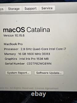 Apple MacBook Pro 15 Inch 256 SSD 16GB 2.8 ghz Intel Core i7 Retina Office Clean