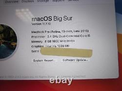 APPLE MACBOOK PRO A1502 Intel Core i5-4258U 2.40GHz 256GB SSD 8GB OSX Big Sur	<br/>
<br/>MACBOOK PRO APPLE A1502 Intel Core i5-4258U 2.40GHz 256GB SSD 8GB OSX Big Sur