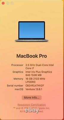 Apple MacBook Pro 13.3 A1708 (2,5 GHz Dual-Core i7)(16 Go RAM)(256 Go SSD) SUPER