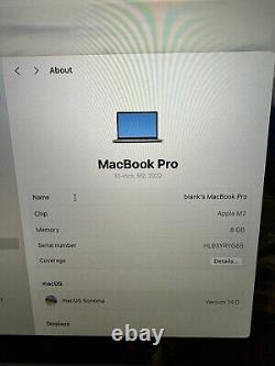 Apple MacBook Pro (13 pouces 2022) Puce M2 / 8 Go de RAM / 256 Go de SSD / SPG A2338
