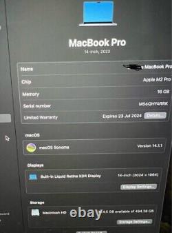 Apple MacBook Pro 14 (512 Go SSD, M2 Pro, 16 Go) Ordinateur portable Gris sidéral MPHE3LL/A