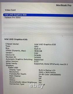 Apple MacBook Pro 15 Touch 2019 i7-9750H 2.6GHz 16GB RAM 500GB SSD Monterey <br/>

   	<br/> MacBook Pro 15 Touch 2019 i7-9750H 2.6GHz 16GB RAM 500GB SSD Monterey