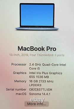 Apple MacBook Pro A1989 2019 Quad i5-8279U 2.40GHz 512GB SSD 16GB RAM #150651		
<br/>  <br/>
MacBook Pro Apple A1989 2019 Quad i5-8279U 2,40 GHz 512 Go SSD 16 Go de RAM #150651