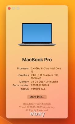 ÉLITE 2019 MacBook Pro 16 8 Core 2.4ghz i9 / 32Go Ram / 1To SSD / Gris Sidéral