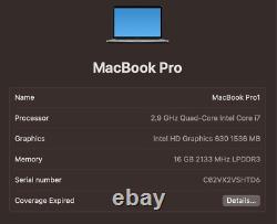 MacBook Pro 15 Touch Bar Argent 2017 2.9 i7 16 Go 512 Go Très Bon